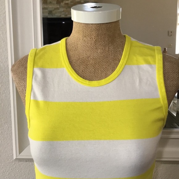 J. Crew Perfect Fit Striped Shell Cotton Tank Top Size Small Yellow White Shell - Picture 2 of 6